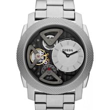 Fossil Men's Machine Stainless Steel Case and Bracelet Silver Skeleton Dial ME1120