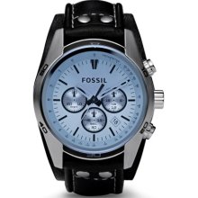 Fossil Sport Cuff Chronograph Leather Watch Black - CH2564