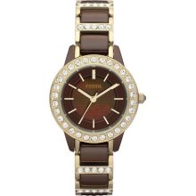 Fossil Women's CE1059 Brown Ceramic Quartz Watch with Brown Dial