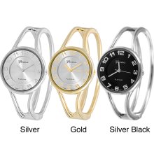 Geneva Platinum Polished Bangle Women's Watch (Gold)