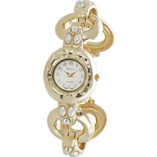 Geneva Platinum Women's Quartz Mother-of-Pearl Dial Simulated Pearls & Rhinestone Detail Watch