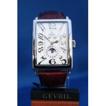 Gevril Avenue of the Americas Moonphase - 5030 - Silver/Bordeaux Strap