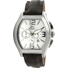 Gino Franco Men's Stainless Steel Leather Strap Watch