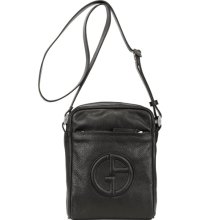 giorgio armani logo grained leather cross body bag