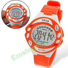 Girls Digital Sports Wrist Watch Orange + Cold Light