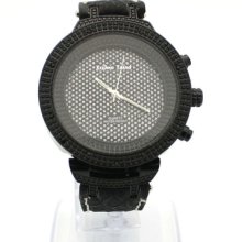 Glitter Dial Wrist Watch With Black Leather Band Casual Dress Style