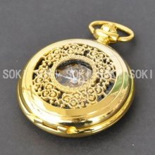 Gold Color Classic Mens Analog Hand Winding Mechanical Pocket Watch M15