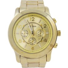 Gold Geneva Watch Oversized For Women Or Men