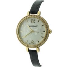 Golddigga Women's Quartz Watch With White Dial Analogue Display And Black Strap Dig13/A