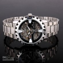 Good Bargain Steel Bracelet Gear Mech Black Face Mechanical Wristwat