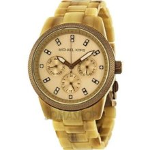 Gorgeous Michael Kors Mk5641 Women's Watch Plastic Resin Band Gold Dial