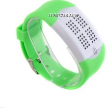 Green & White Touch Key Technology Digital Display Blue LED Watch - N