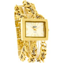 Gruen Quartz Ladies Gold Tone Silver Dial Multi Chain Bracelet Watch GRT558 *