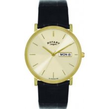 GS02624-03-DD Rotary Mens Gold Plated Champagne Watch