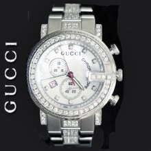 Gucci Diamond 6.50ct Mother Of Pearl Dial Watch Ya101309 101 Series