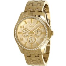 Guess Gold Textured Dial Stainless Steel Ladies Watch U0147l2