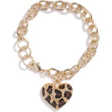 GUESS Gold-Tone Leopard Heart Bracelet, GOLD