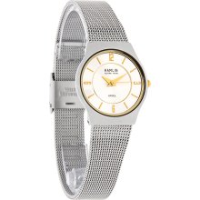 Hamlin Ultra Thin Ladies 24mm Silver Dial Mesh Bracelet Dress Quartz Watch