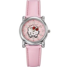 Hello Kitty 4400202 Children's Analog Quartz Watch With Pink Leather Strap