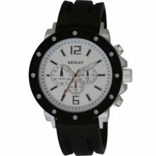 Henley Men's Boy's Teenager Quartz Watch Analogue Silicone Strap Chrome Case