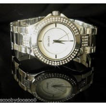 Henley Unisex Circular Chrome & Haematite Crystal Watch