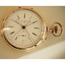 Henri Berthoud Locle 14k Gold Chronograph Rattrapante Pocket Watch Masonic