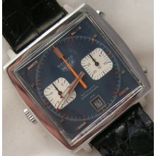 Heuer Monaco Steve Mc Queen Vintage Chronograph Wristwatch Automatic 40 Mm Aside