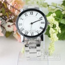 Hit New Roman Women Men White Analog Wrist Watch Fashion Stainless S