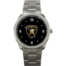 Hot Item Lamborghini Car Logo Black Background Sport Metal Wrist Watch