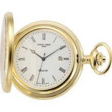 Hunter Case Pocket Watch W Matching Curb Chain In Brass Finish - 3675