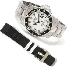 Invicta Mens Pro Diver White Dial Automatic Interchangeable Band Watch Set