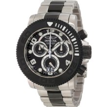 Invicta Men's Sea Hunter Chronograph Two Tone Stainless Steel Case and Bracelet Black Dial 11161