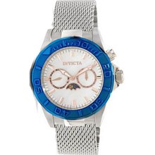 Invicta Men's Sea Wizard Stainless Steel Case and Mesh Bracelet Silver Tone Dial Blue Tone Bezel 80321