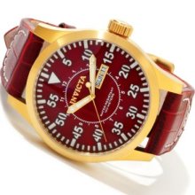 Invicta Men's Specialty Outdoor Quartz Stainless Steel Case Leather Strap Watch