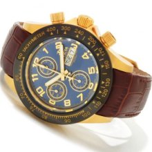 Invicta Reserve Men's Speedway Elegant Automatic Swiss Valjoux 7750 Leather Strap Watch