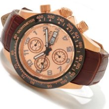 Invicta Reserve Men's Speedway Elegant Automatic Swiss Valjoux 7750 Leather Strap Watch ROSETONE