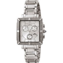 Invicta Watches Women's Square Stainless Steel Chronograph Diamond Sta