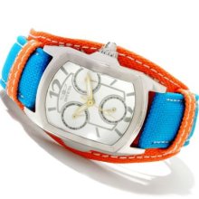 Invicta Women's Lupah Couture Quartz Stainless Steel Leather Strap Watch BLUE / ORANGE