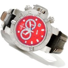 Invicta Women's Subaqua Noma III Quartz Chronograph Stainless Steel Leather Strap Watch BLACK/RED