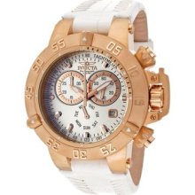 Invicta Womens Subaqua Swiss Chronograph 18k Rose Gold Case White Strap Watch