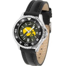 Iowa Hawkeyes Competitor Ladies AnoChrome Watch with Leather Band and Colored Bezel