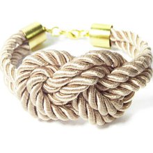 Ivory Sailors Knot Bracelet, Silk Cord Beige Nautical Knot Bracelet, Bridesmaids Rope Bracelet