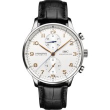 IWC Portuguese Silver Dial Chronograph Mechanical Mens Watch 3714-45