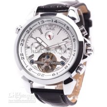 Jaragar Leather Belt Sport Men Mechanical Tourbillion Watches Luxury