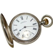 Jcr_m American Waltham Antique Pocket Watch Silver Case Working Perfect