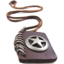 jewelry leather necklace men necklace made of alloy pentagram and brown leather necklace XL-1751