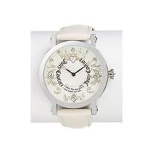 Juicy Couture Ivory Leather Rotating Disc Watch