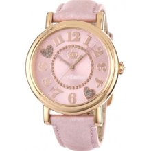 Juicy Couture Ladies Pink Leather Heart Dial Watch 1900758