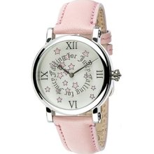 Juicy Couture Pink Leather Rotating Disc Watch