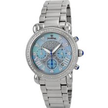 Justbling Stainless Steel Round 16 diamond Watch JB-6210-G Blue Face